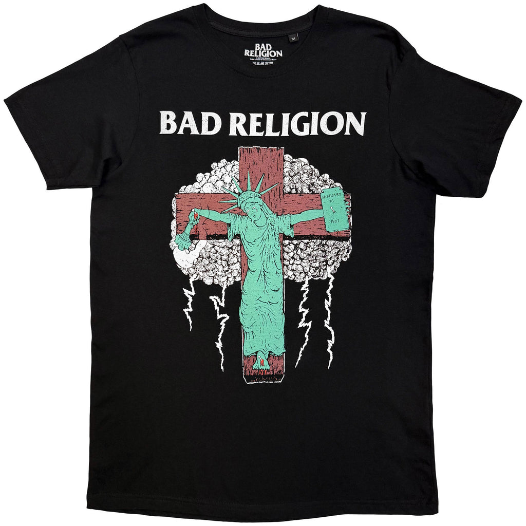 Bad Religion Unisex T-Shirt: Liberty '91 Tour (Black) (Back Print)