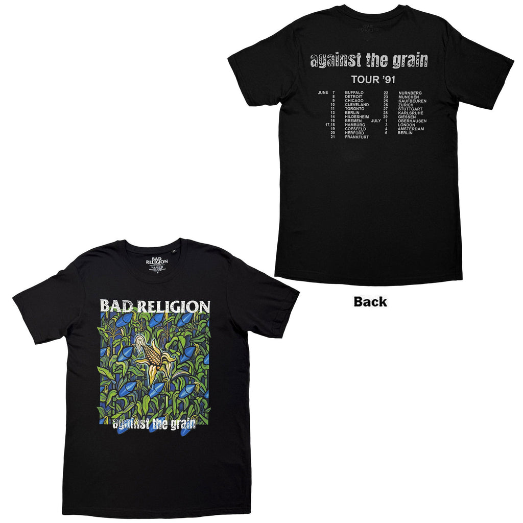 Bad Religion Unisex T-Shirt: Against The Grain (Black) (Back Print)