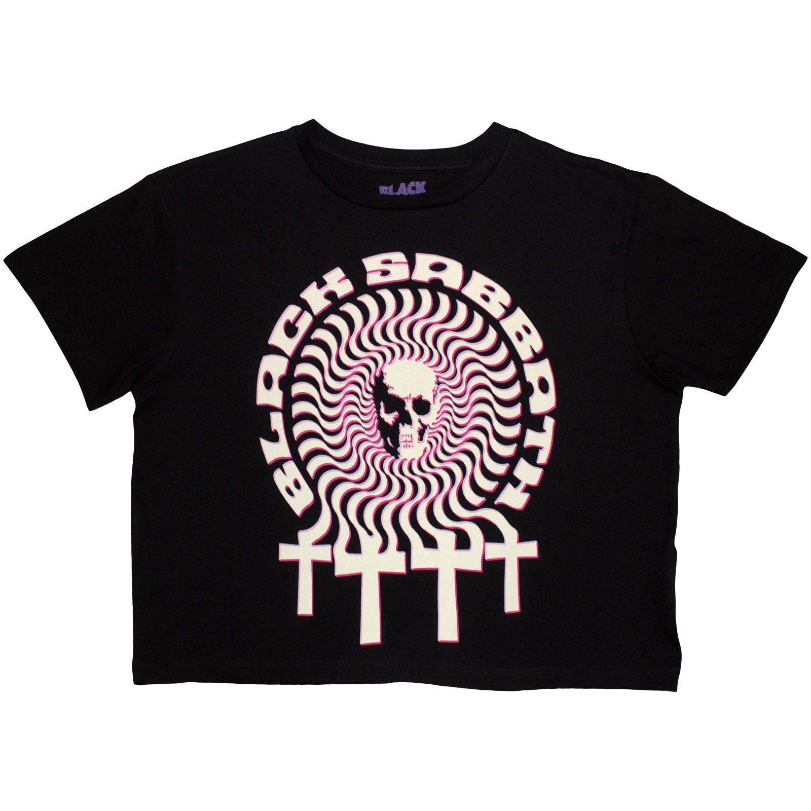 Black Sabbath Ladies Crop Top: Hypnotic Skull (Black)