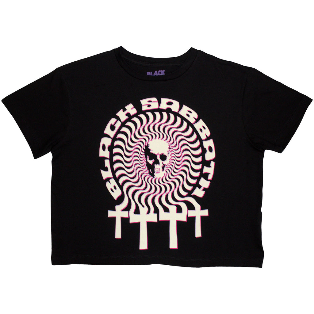 Black Sabbath Ladies Crop Top: Hypnotic Skull (Black)