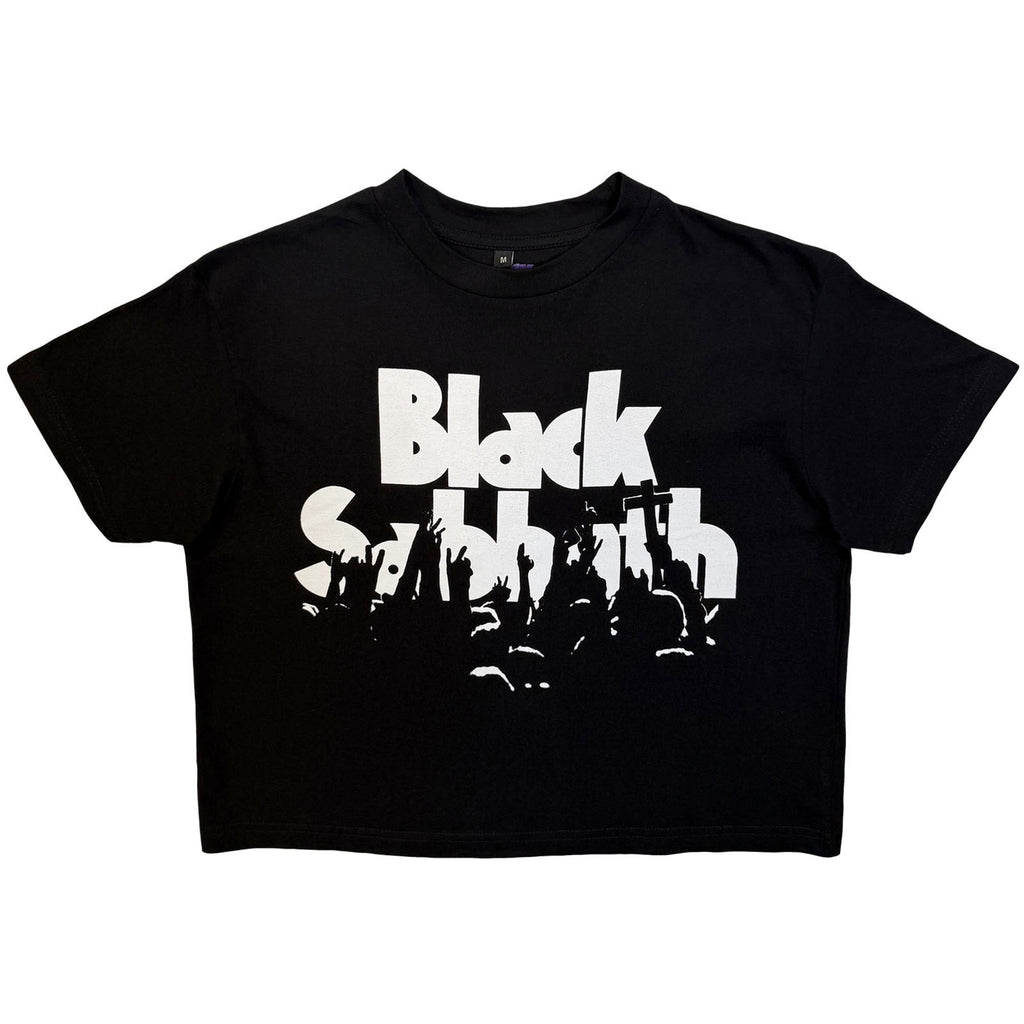 Black Sabbath Ladies Crop Top: California Audience (Black)