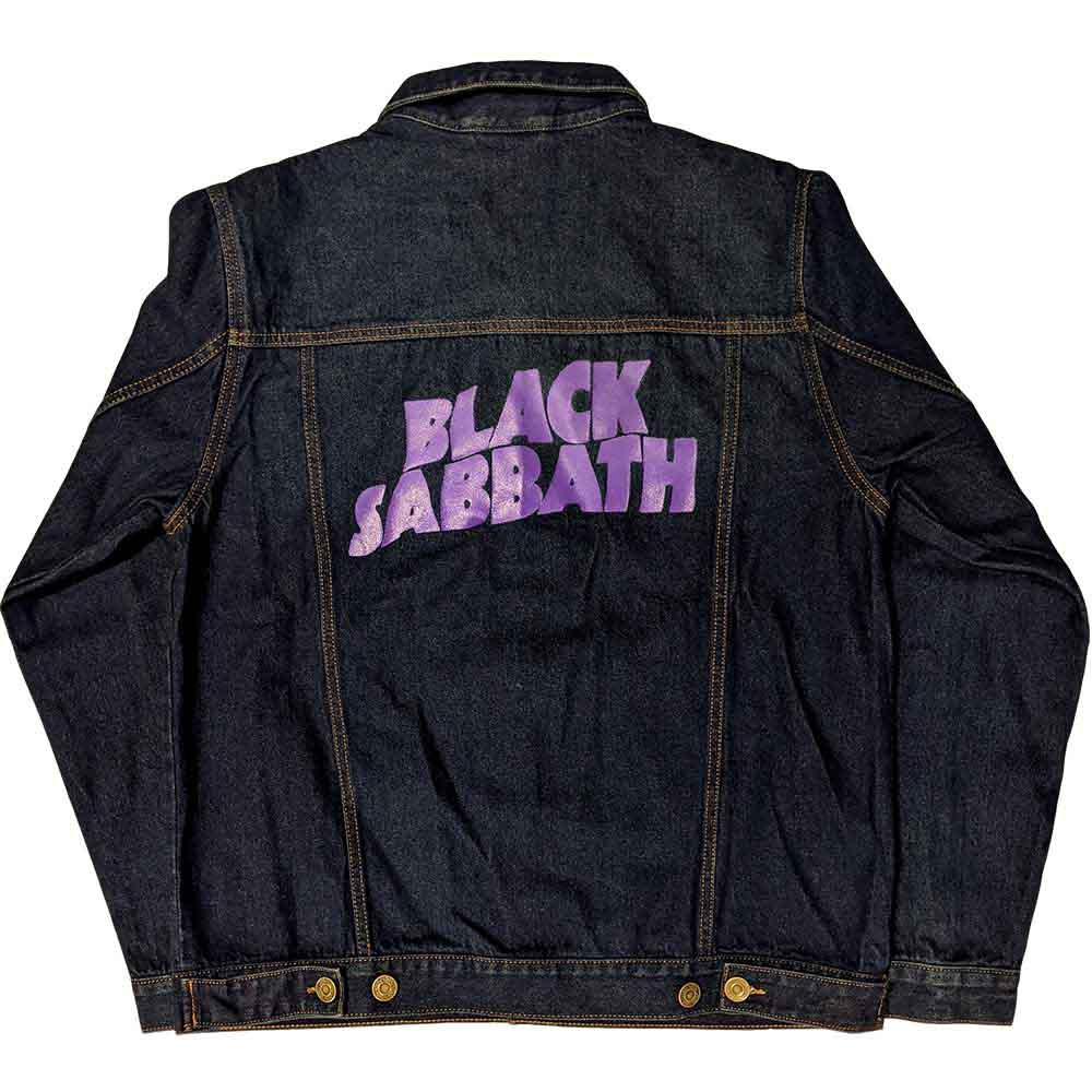 Black Sabbath Unisex Denim Jacket: Wavy Logo (Denim Blue) (Back Print)