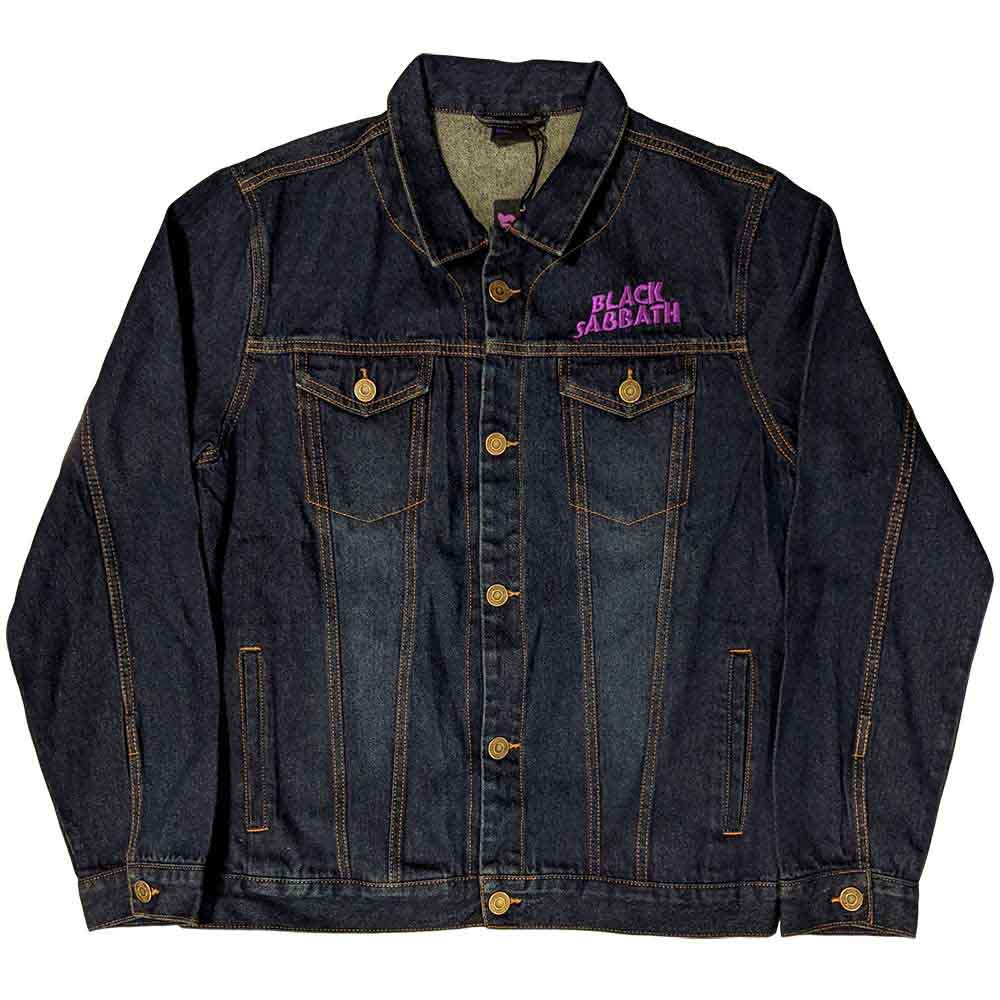 Black Sabbath Unisex Denim Jacket: Wavy Logo (Denim Blue) (Back Print)