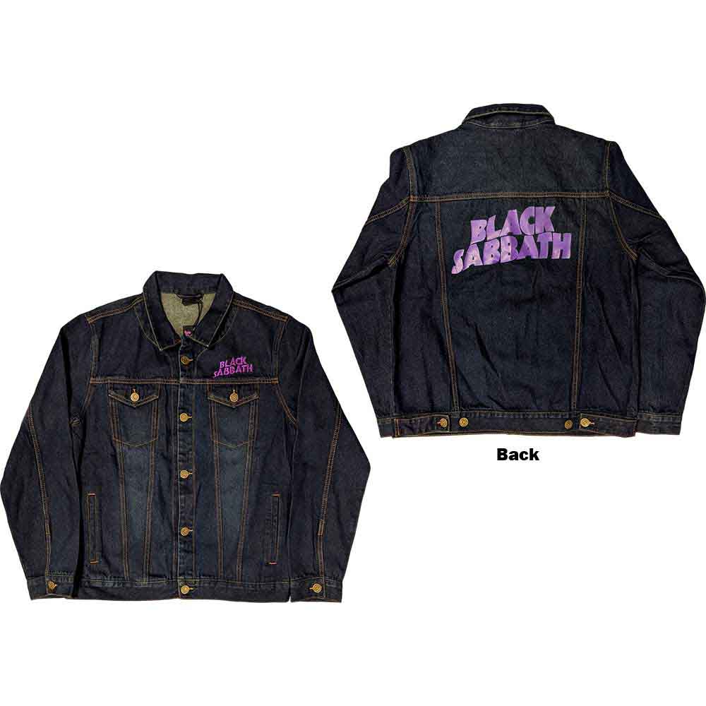 Black Sabbath Unisex Denim Jacket: Wavy Logo (Denim Blue) (Back Print)