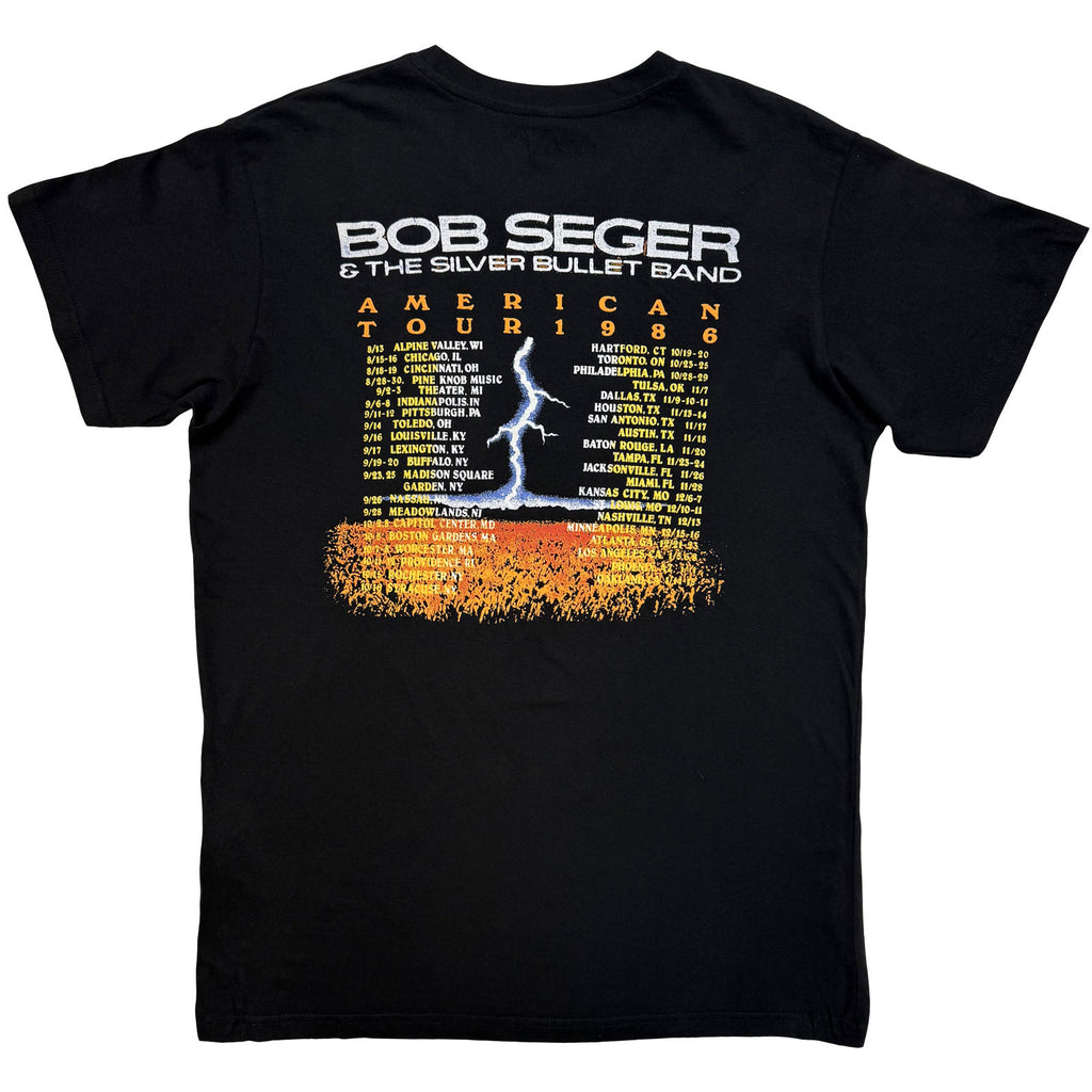 Bob Seger & The Silver Bullet Band Unisex Premium Carbon T-Shirt: American Storm (Black) (Back Print)
