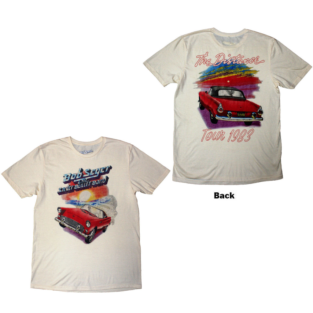 Bob Seger & The Silver Bullet Band Unisex T-Shirt: Distance Tour (Natural) (Back Print)