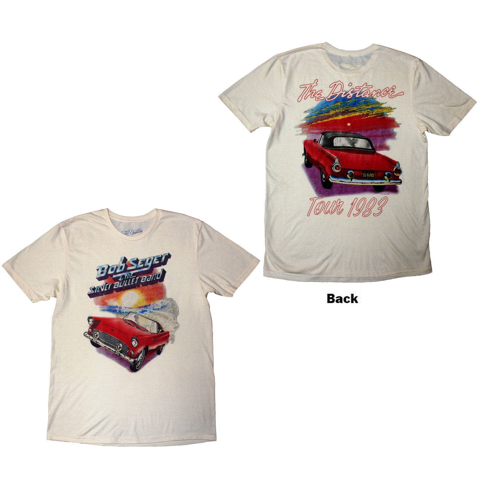 Bob Seger & The Silver Bullet Band Unisex T-Shirt: Distance Tour (Natural) (Back Print)