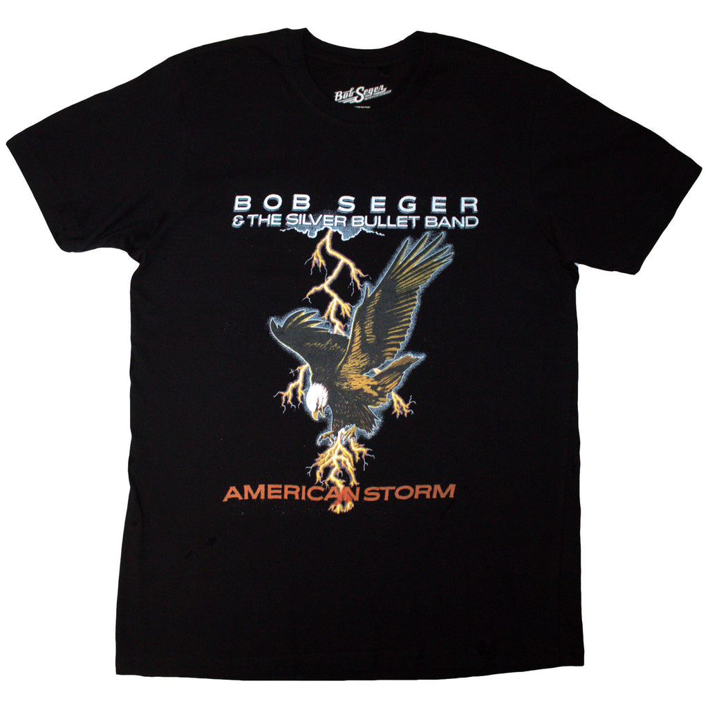 Bob Seger & The Silver Bullet Band Unisex T-Shirt: Tour '86 (Black) (Back Print)