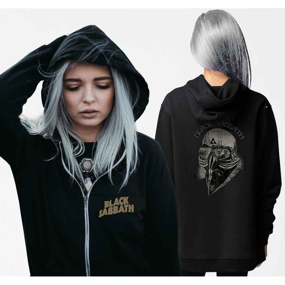 Black Sabbath Ladies Zipped Hoodie: Tour 1978 (Black) (Back Print)