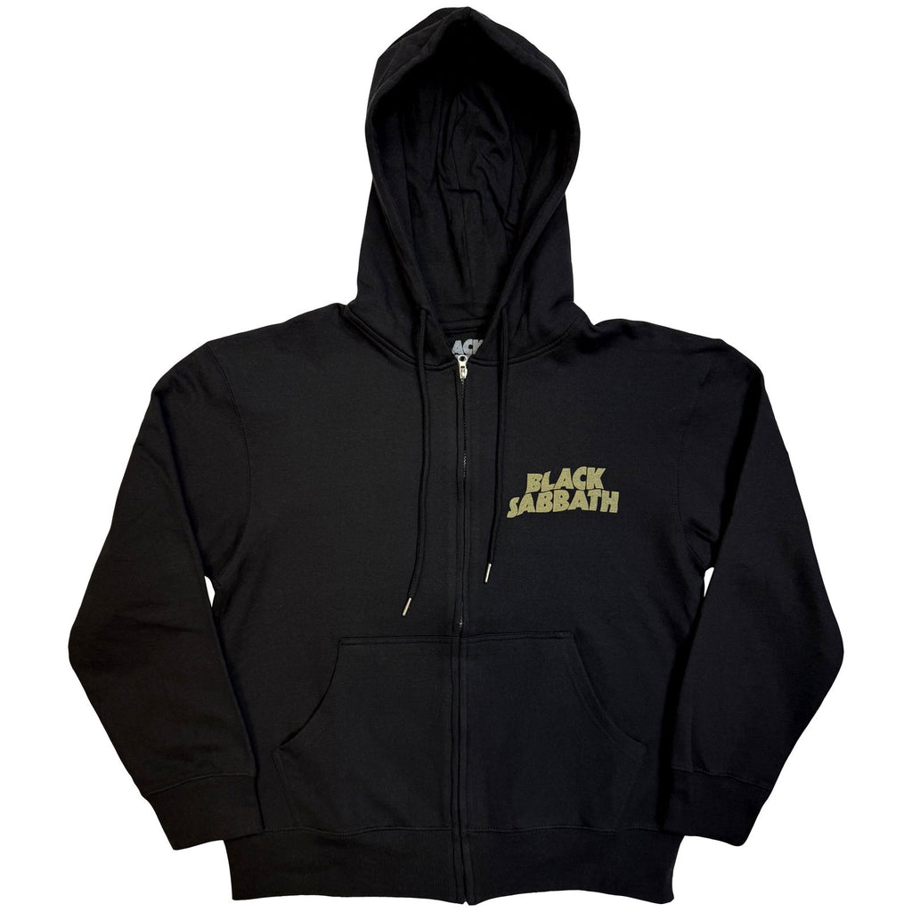 Black Sabbath Unisex Zipped Hoodie: Tour 1978 (Black) (Back Print)
