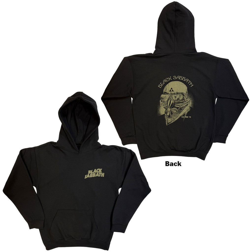 Black Sabbath Unisex Pullover Hoodie: Pocket Logo US Tour '78 (Back Print) (Black)