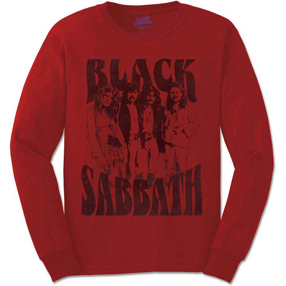 Black Sabbath Unisex Long Sleeve T-Shirt: Band and Logo (Red)