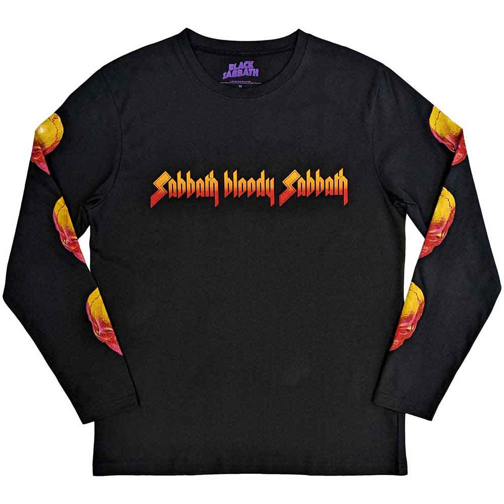 Black Sabbath Unisex Long Sleeve T-Shirt: Bloody Sabbath (Black) (Back & Sleeve Print)