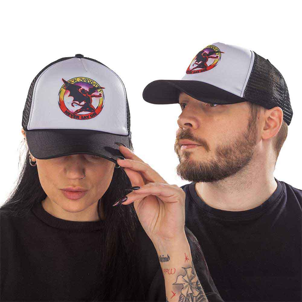 Black Sabbath Unisex Mesh Back Cap: Never Say Die (Black & White)