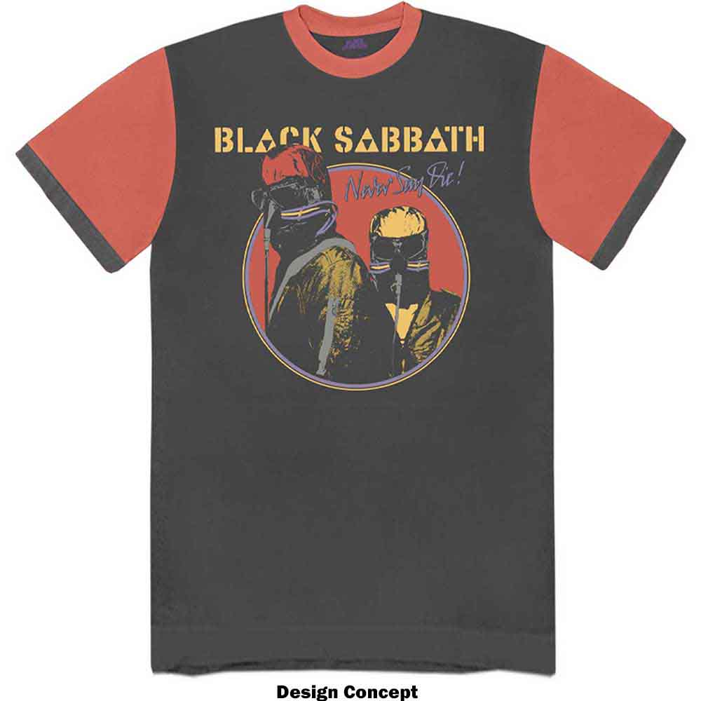 Black Sabbath Unisex Ringer T-Shirt: Never Say Die (Black & Orange)