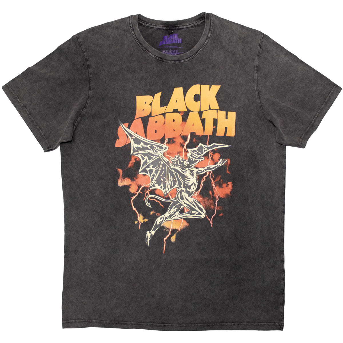 Black Sabbath Unisex Stone Wash T-Shirt: Henry Lightning (Charcoal Grey)