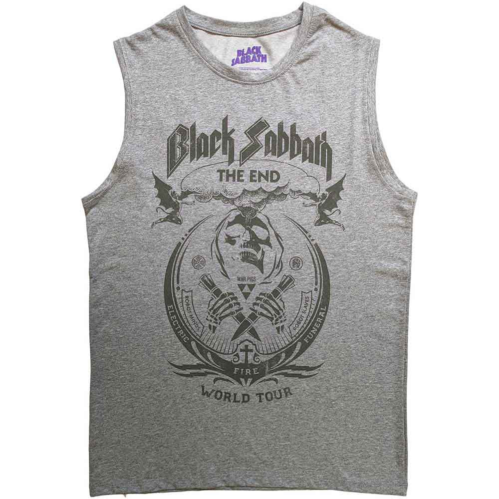 Black Sabbath Unisex Tank T-Shirt: The End Mushroom Cloud (Grey)