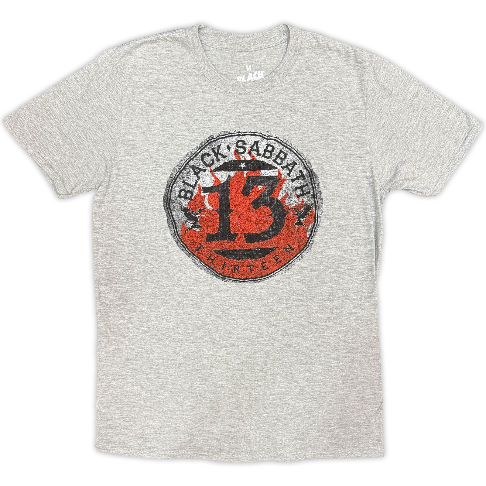 Black Sabbath Unisex T-Shirt: 13 Flame Circle (Grey)