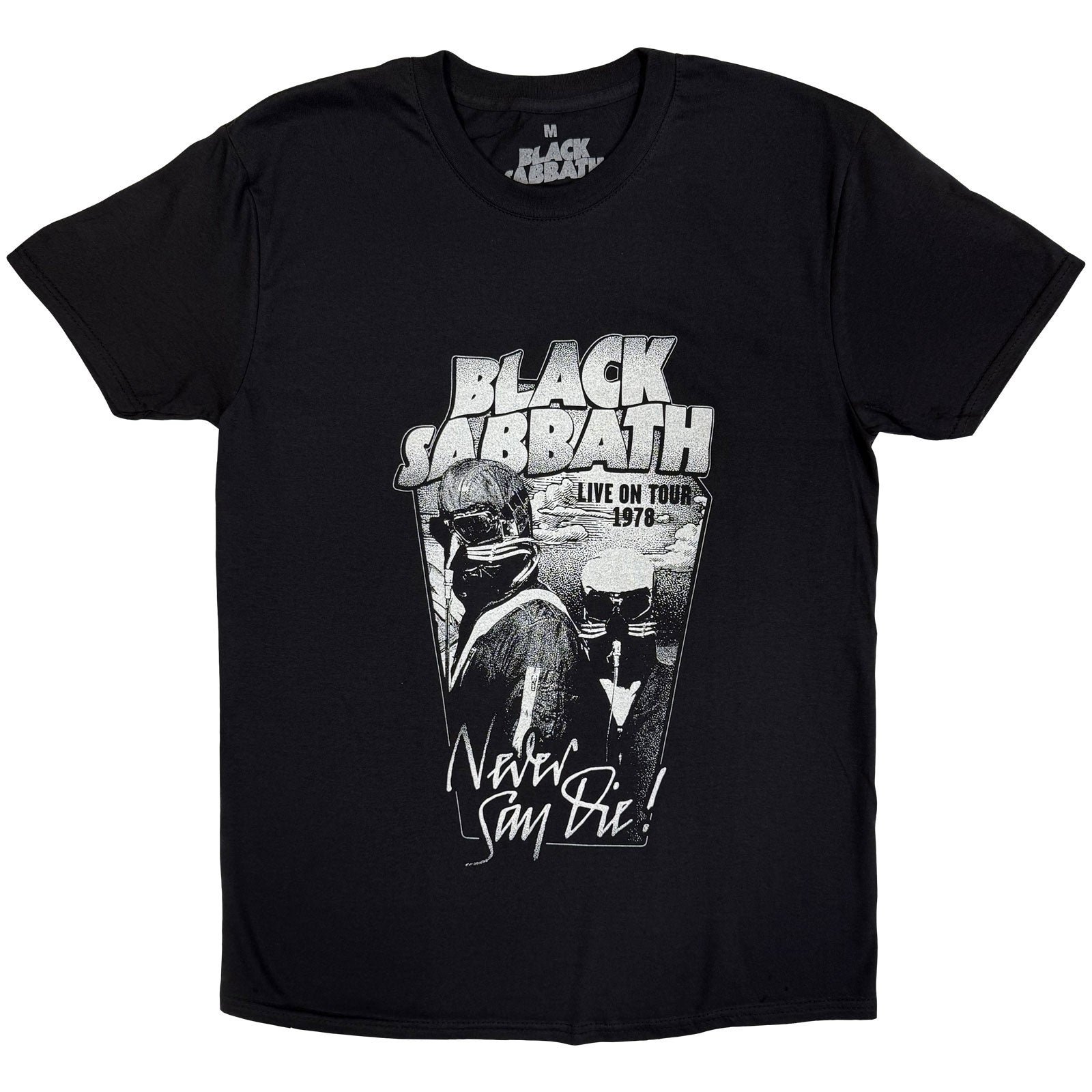 Black Sabbath Unisex T-Shirt: Never Say Die Grey Tone (Black)