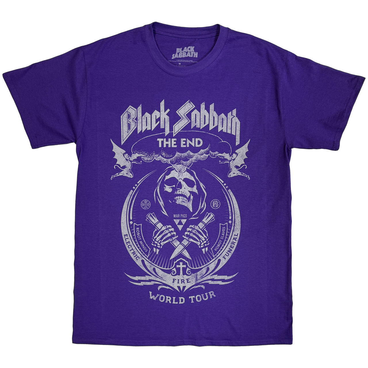 Black Sabbath Unisex T-Shirt: The End Mushroom Cloud (Purple)