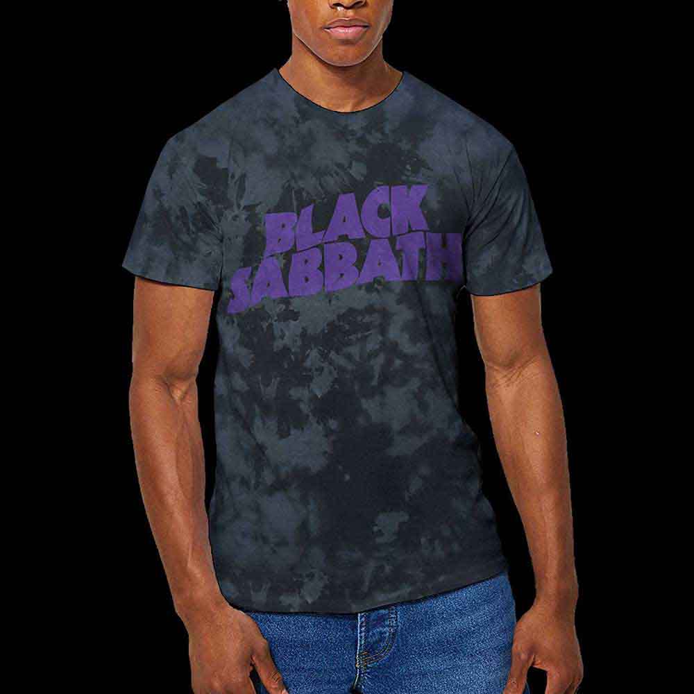 Black Sabbath Unisex T-Shirt: Wavy Logo (Black) (Wash Collection)