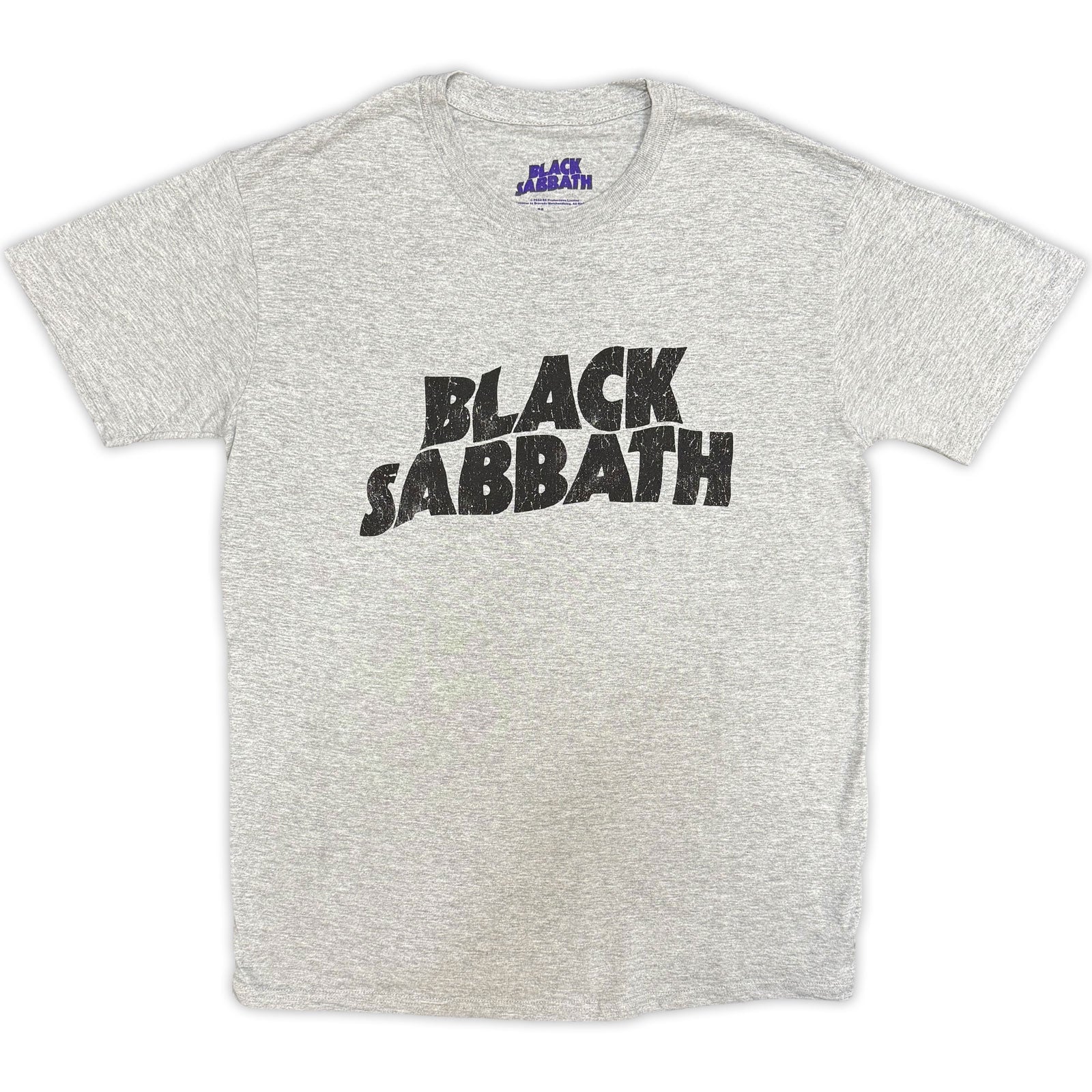 Black Sabbath Unisex T-Shirt: Black Wavy Logo (Grey)