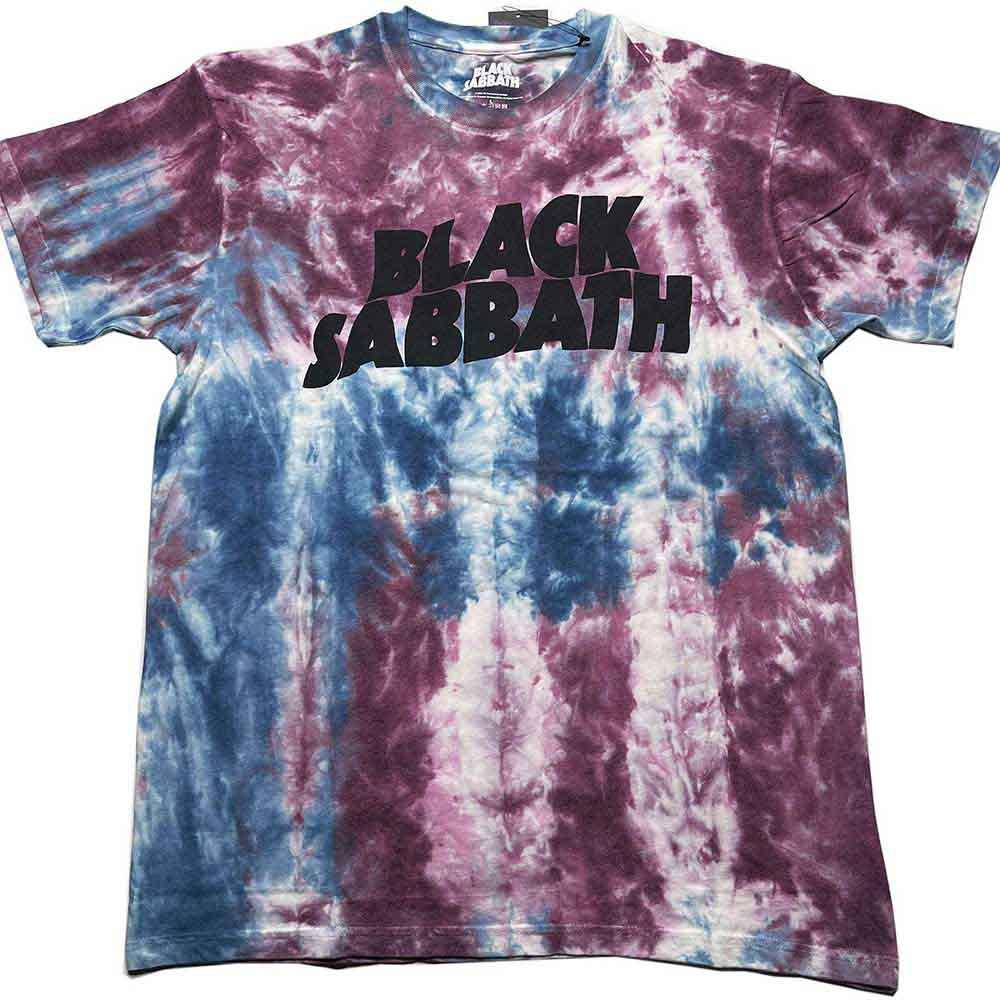 Black Sabbath Unisex T-Shirt: Wavy Logo (Blue & Red) (Wash Collection)