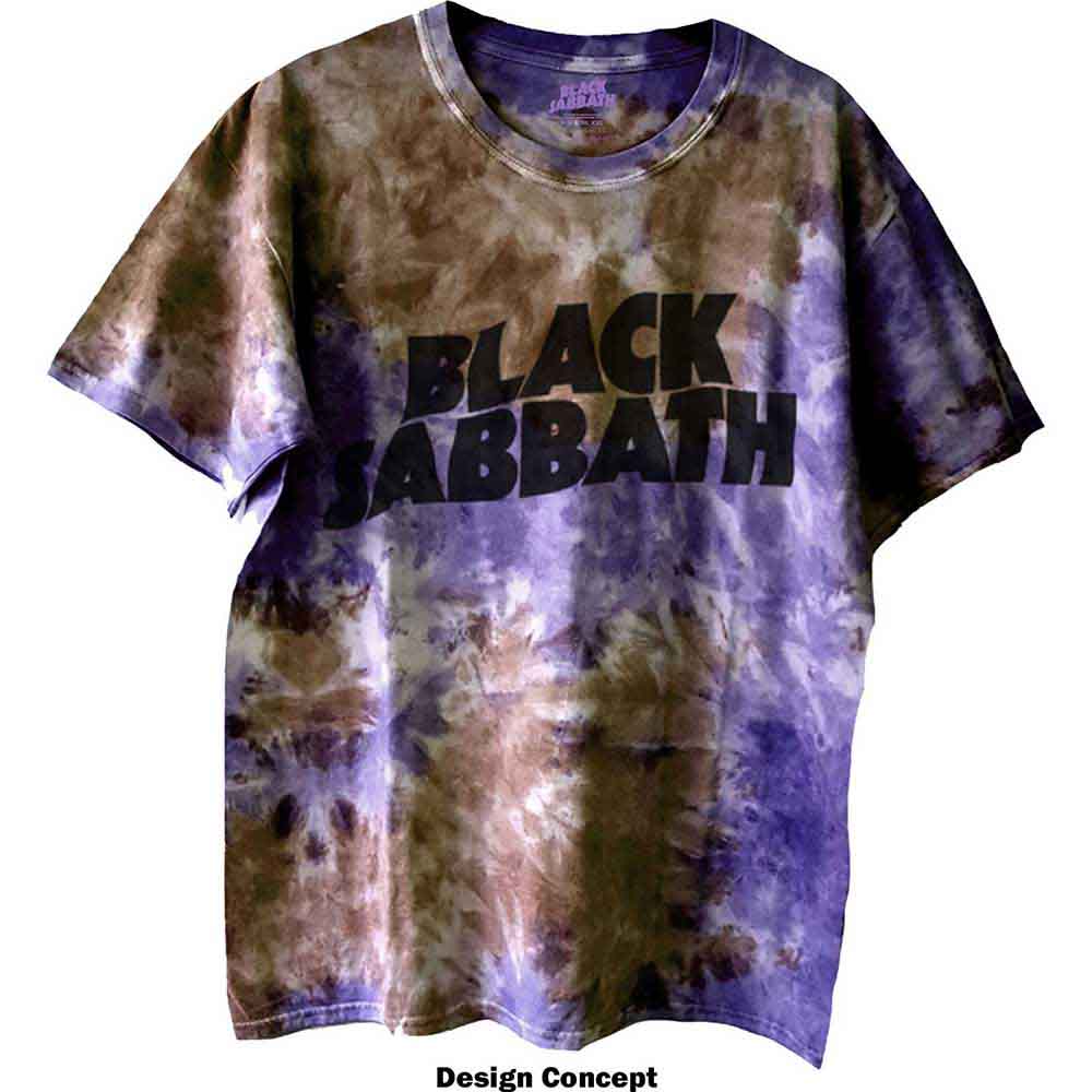 Black Sabbath Unisex T-Shirt: Wavy Logo (Purple & Brown) (Wash Collection)