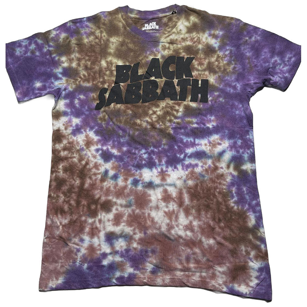 Black Sabbath Unisex T-Shirt: Wavy Logo (Purple & Brown) (Wash Collection)
