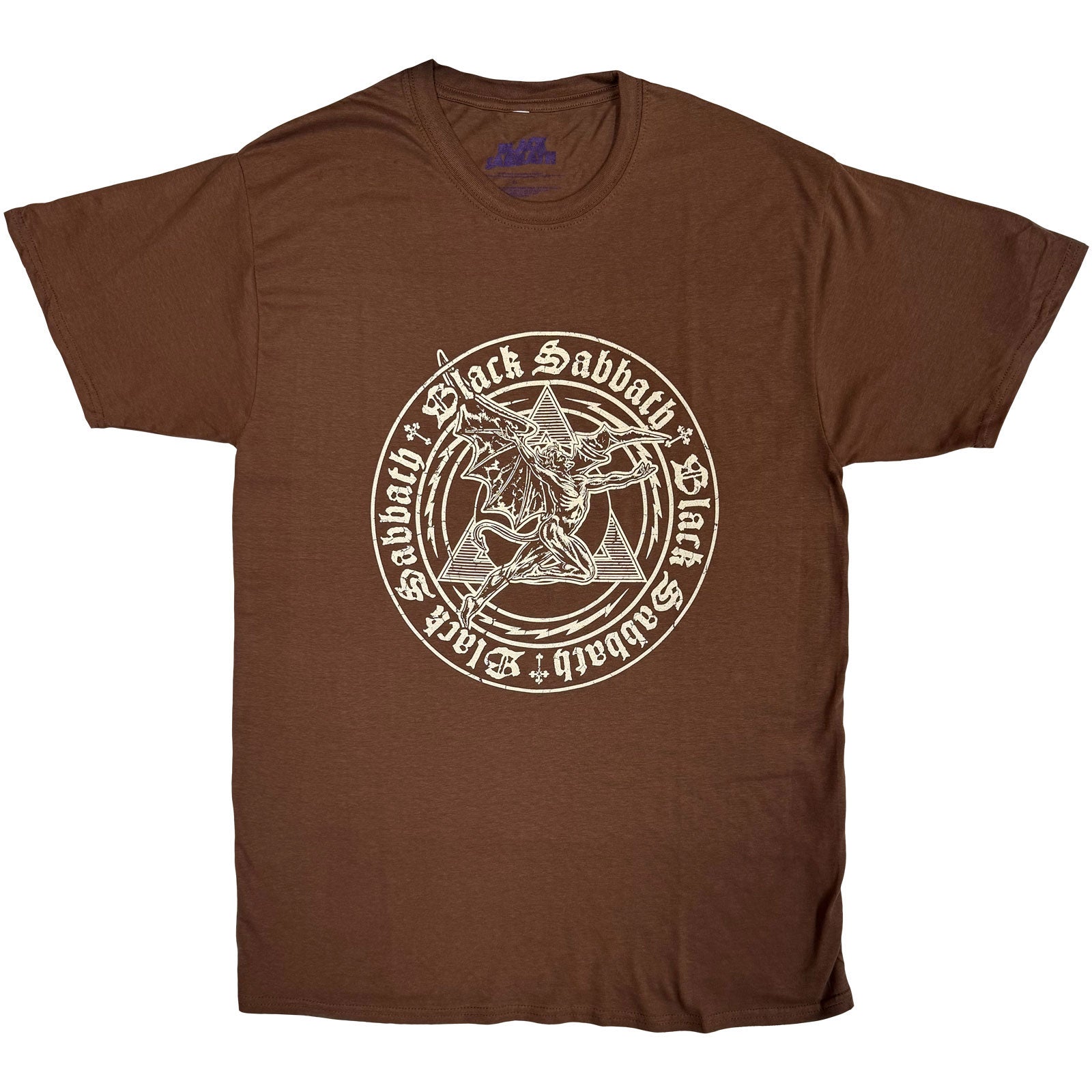 Black Sabbath Unisex T-Shirt: Henry Pyramid Emblem (Chocolate Brown)