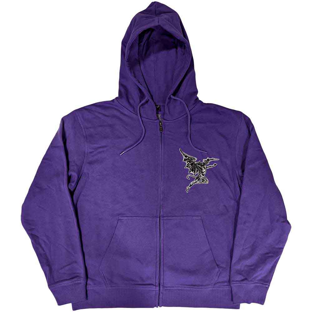 Black Sabbath Unisex Zipped Hoodie: Henry Pocket Logo (Purple) (Back Print)