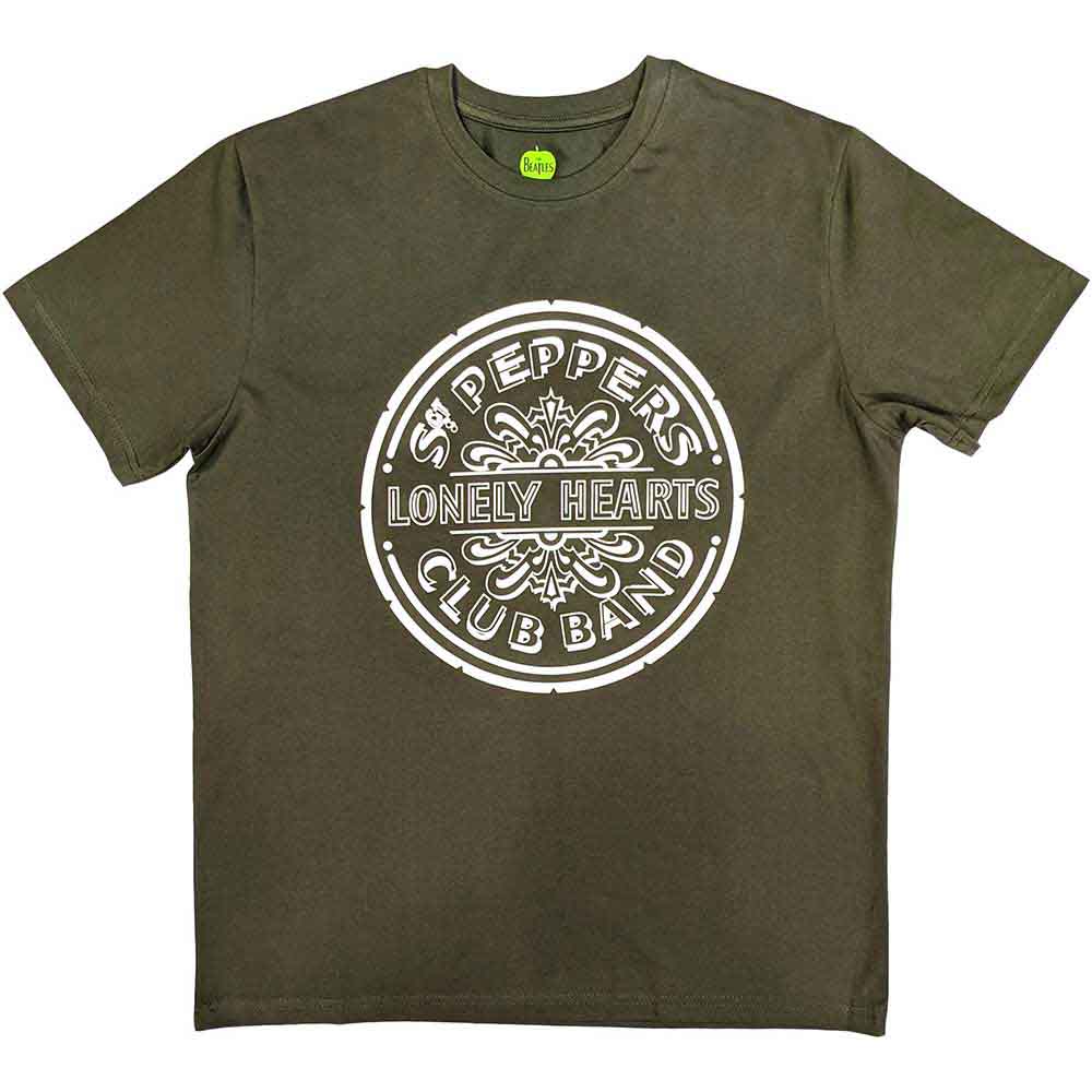 The Beatles Unisex T-Shirt: Lonely Hearts (Khaki Green)