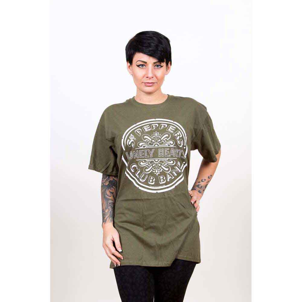 The Beatles Unisex T-Shirt: Lonely Hearts (Khaki Green)