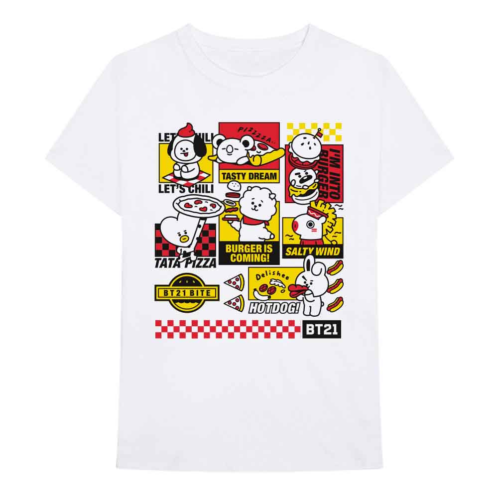 BT21 Unisex T-Shirt: Bite Fast Food (White)