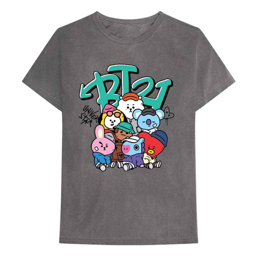 BT21 Unisex T-Shirt: Street Mood Group (Charcoal Grey)