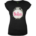 The Beatles Ladies T-Shirt: Drum Fuchsia Glitter (Black) (Embellished)