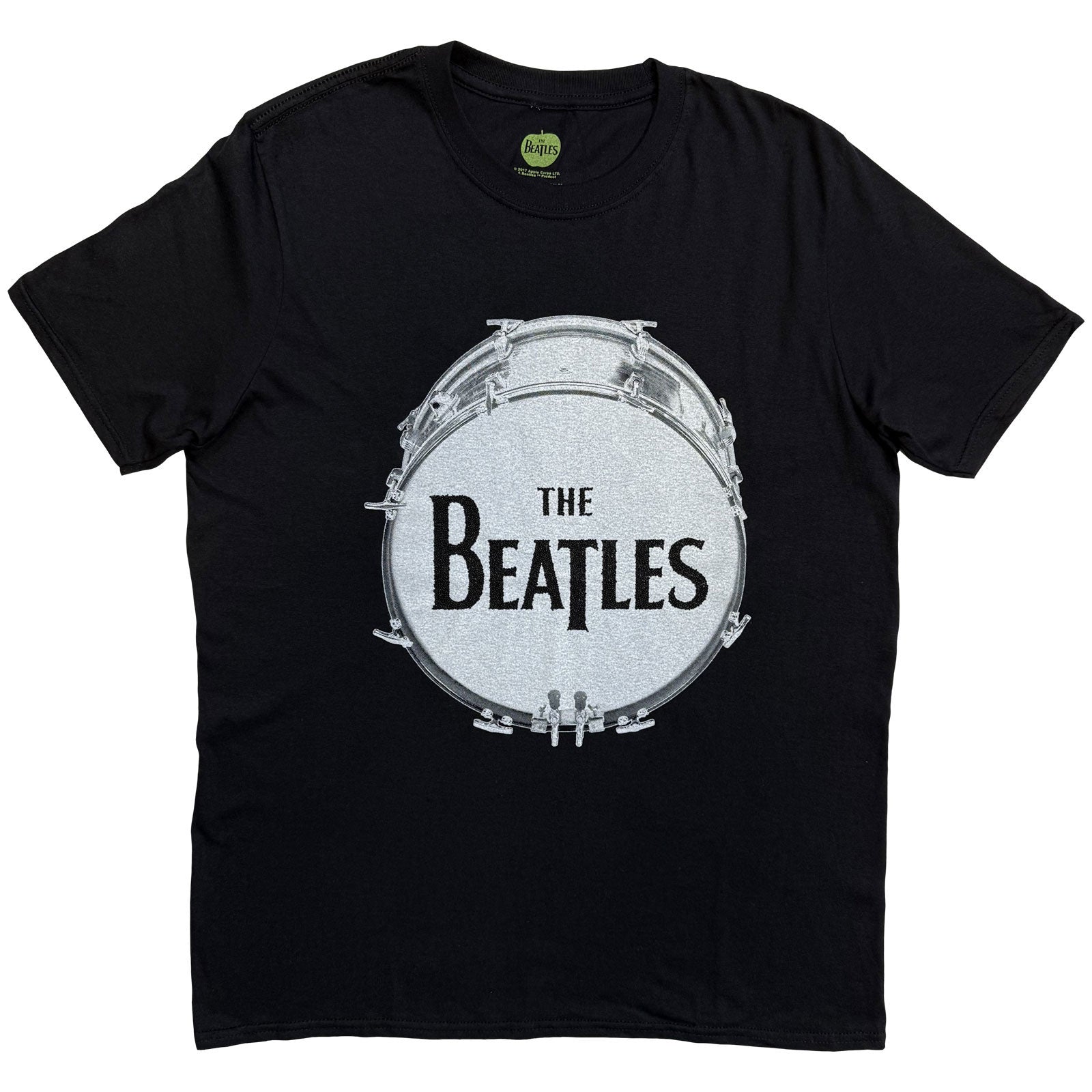 The Beatles Unisex T-Shirt: Drum Black Caviar (Black) (Embellished)