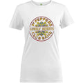 The Beatles Ladies T-Shirt: Sgt Pepper Drum Colour Foil (White) (Embellished)