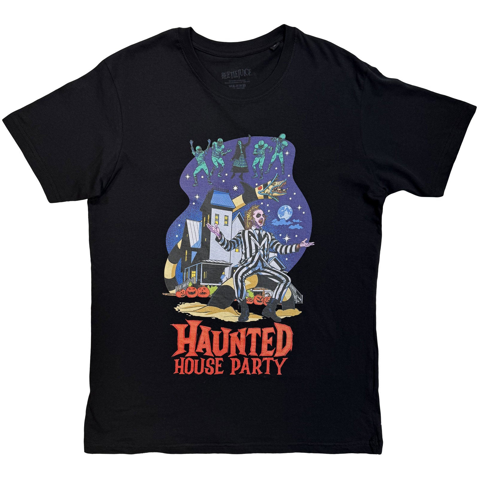 Beetlejuice Unisex T-Shirt: Haunted House Party (Black)