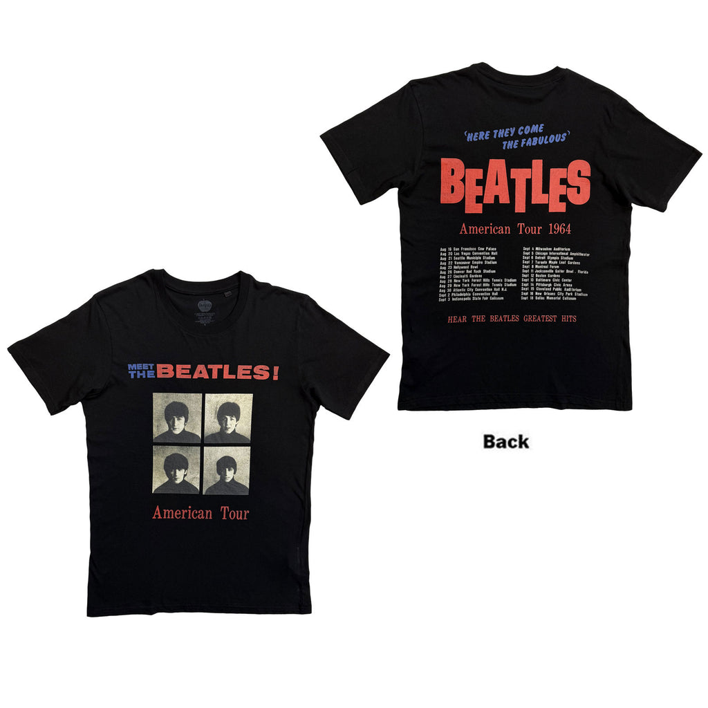 The Beatles Unisex T-Shirt: American Tour 1964 (Black) (Back Print)