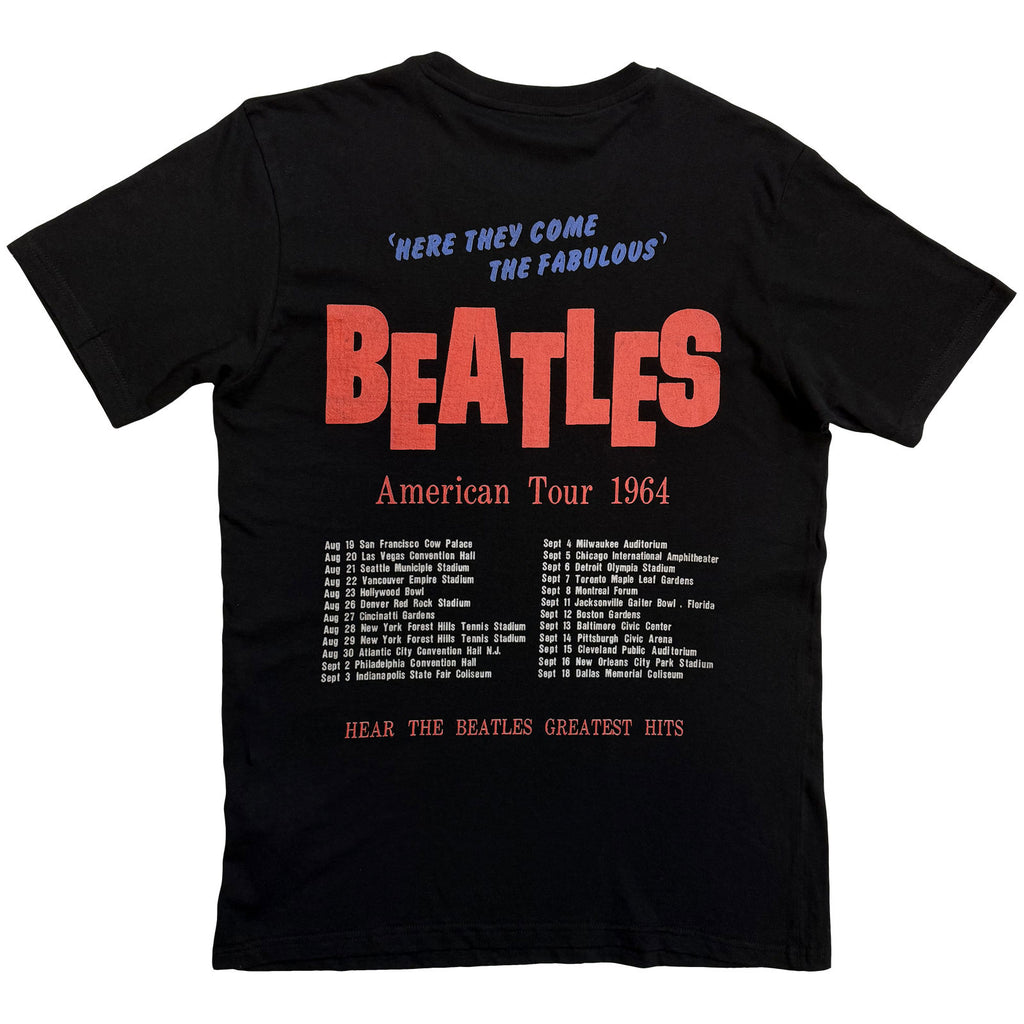 The Beatles Unisex T-Shirt: American Tour 1964 (Black) (Back Print)