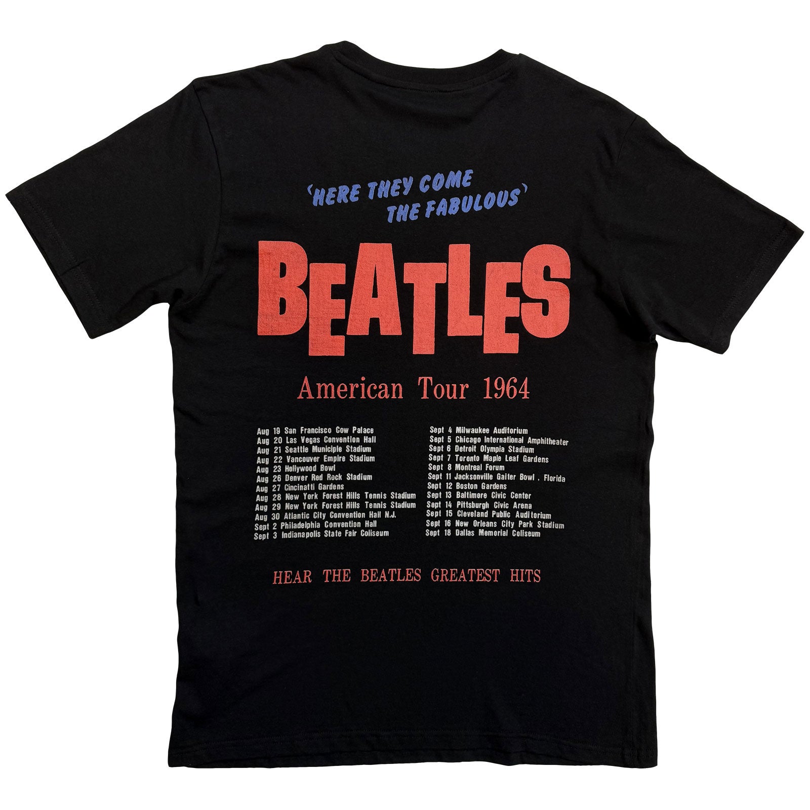 The Beatles Unisex T-Shirt: American Tour 1964 (Black) (Back Print)