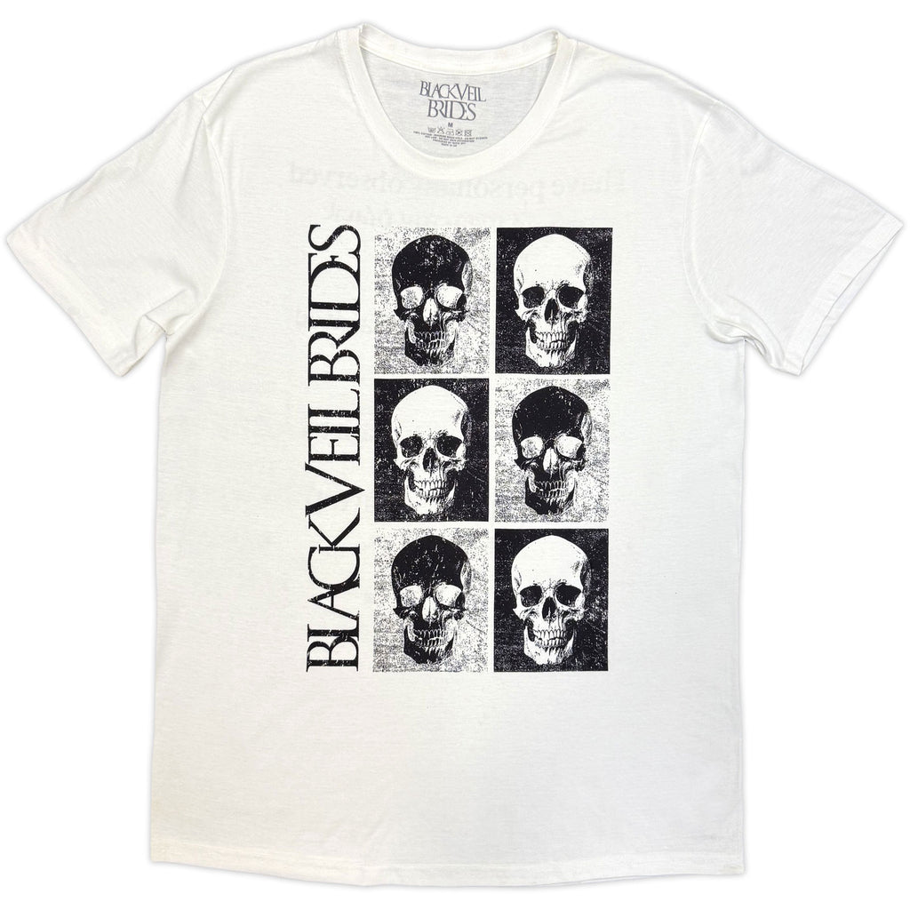 Black Veil Brides Unisex T-Shirt: Skulls (White) (Back Print)
