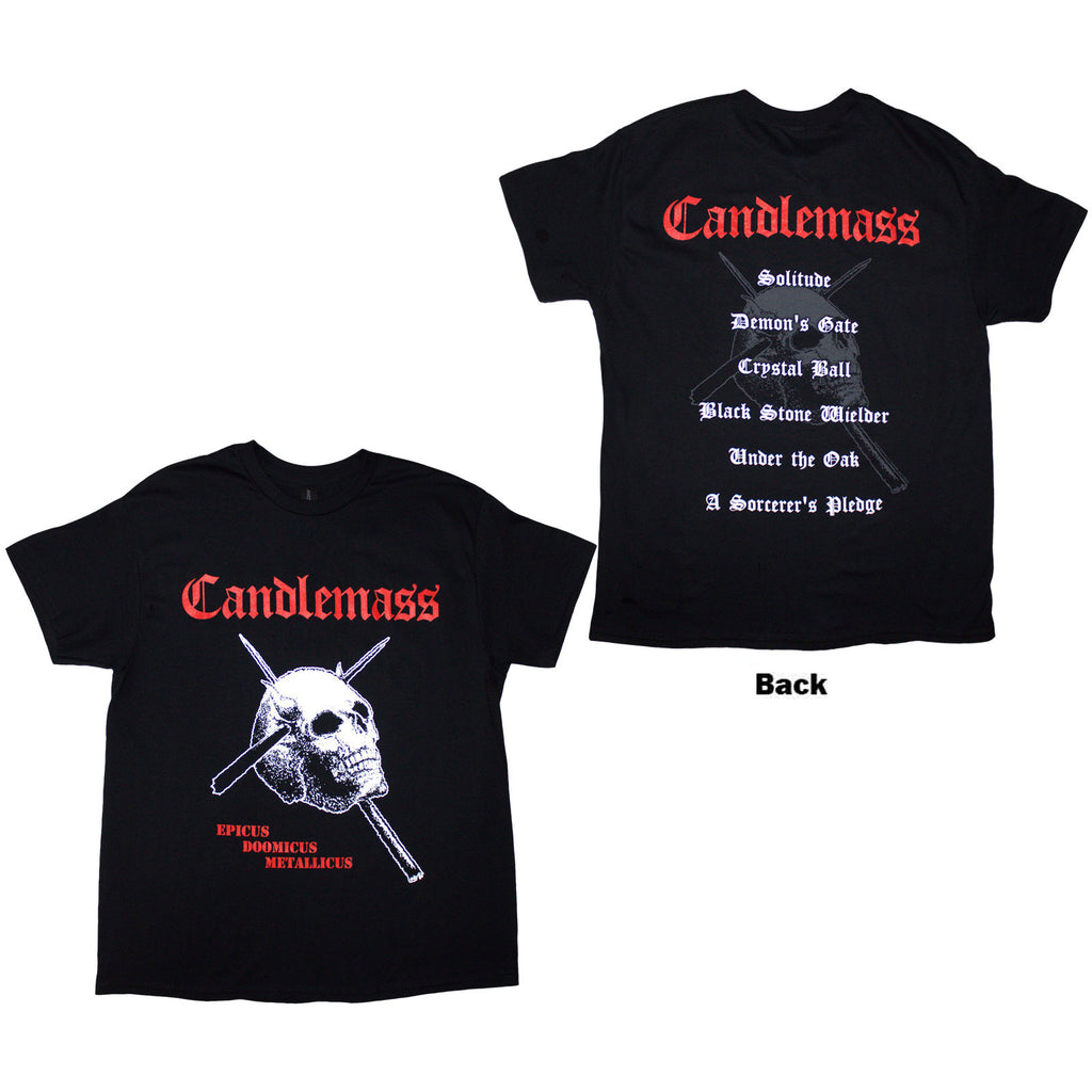 Candlemass Unisex T-Shirt: Epicus Doomicus Metallicus (Black) (Back Print)