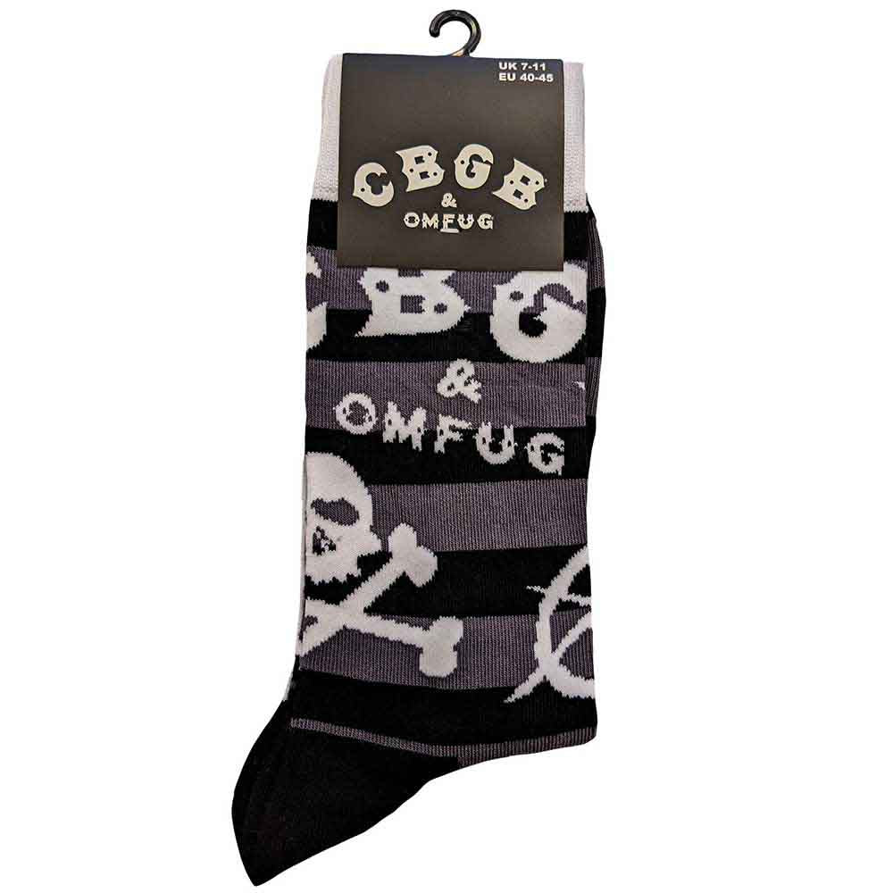 CBGB Unisex Ankle Socks: Logos Striped (Black) (UK Size 7 - 11)