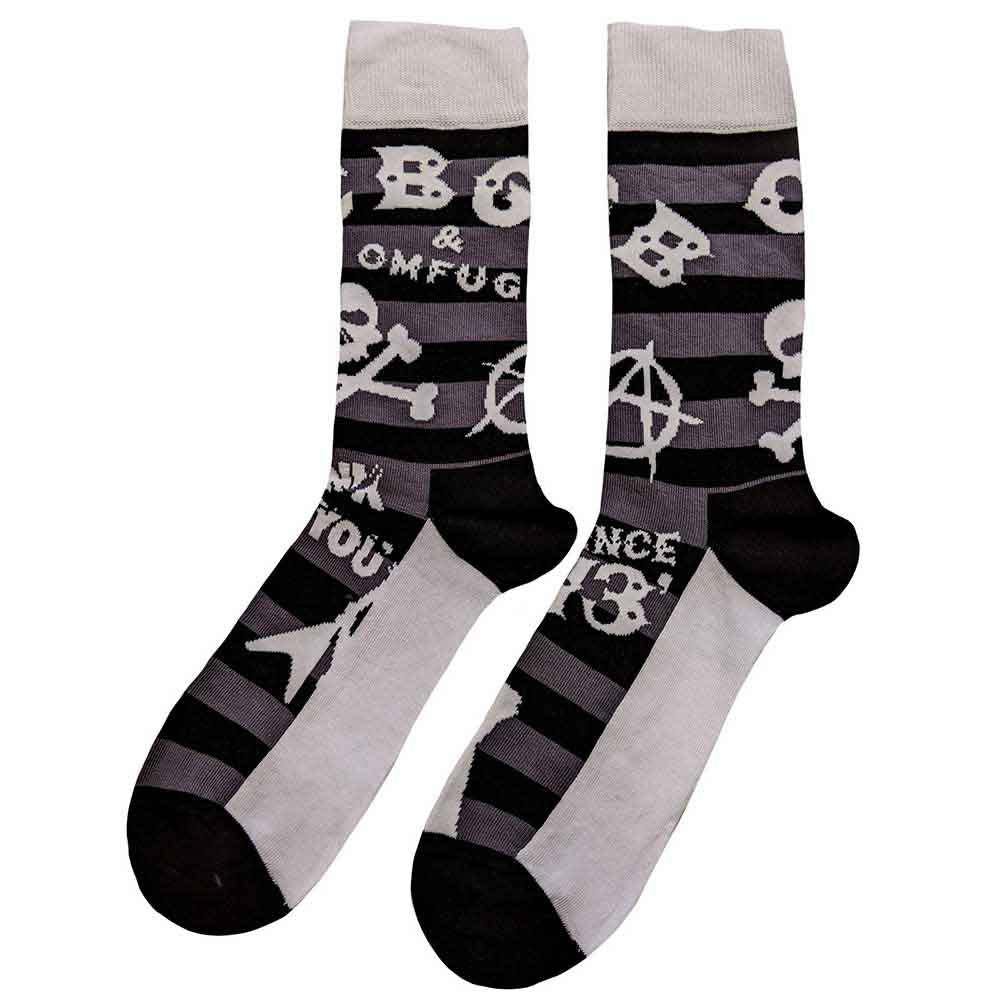CBGB Unisex Ankle Socks: Logos Striped (Black) (UK Size 7 - 11)