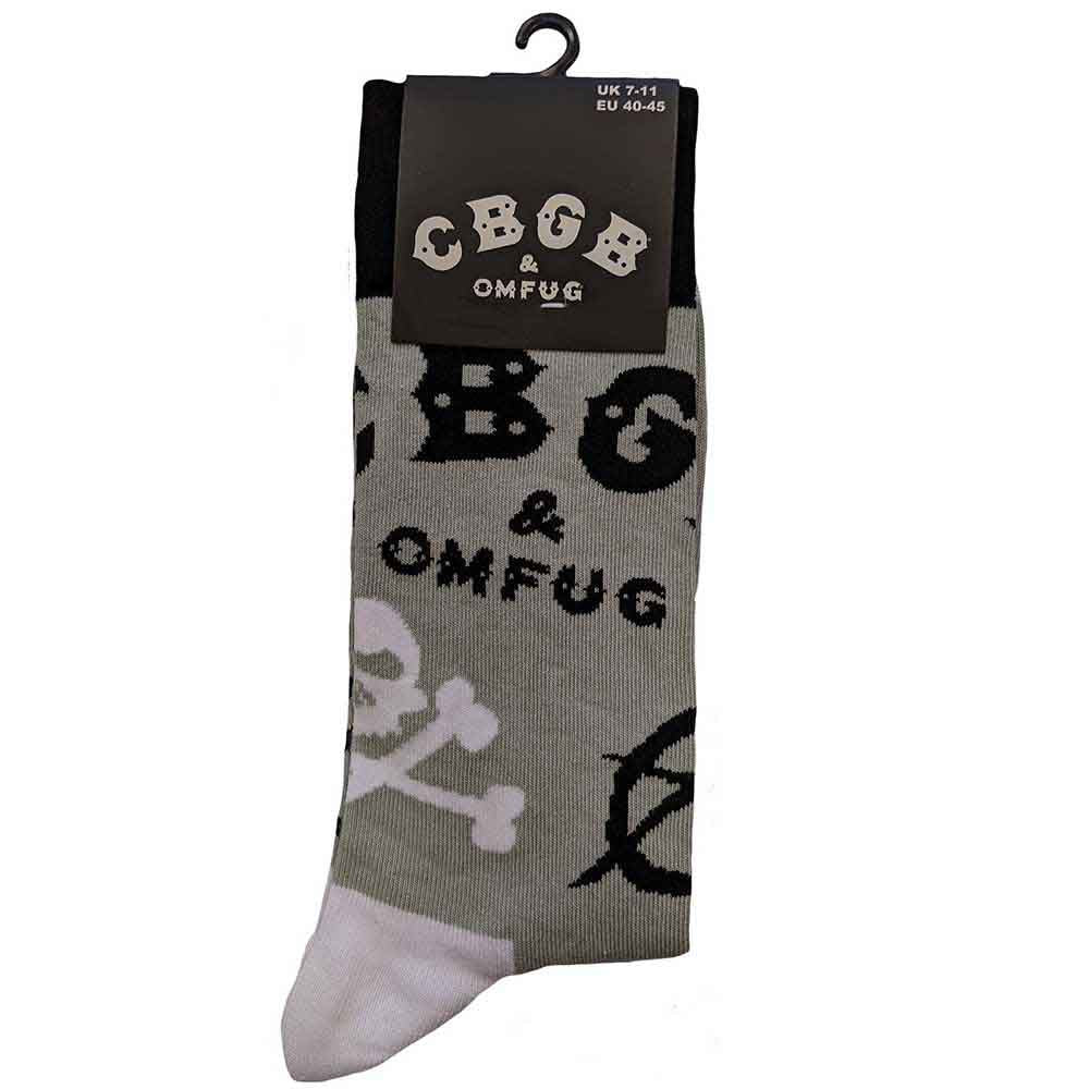 CBGB Unisex Ankle Socks: Logos (Grey) (UK Size 7 - 11)