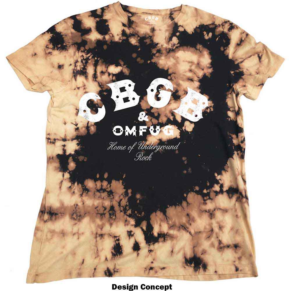 CBGB Unisex T-Shirt: Classic Logo (Dip Dye Tan And Black) (Wash Collection)