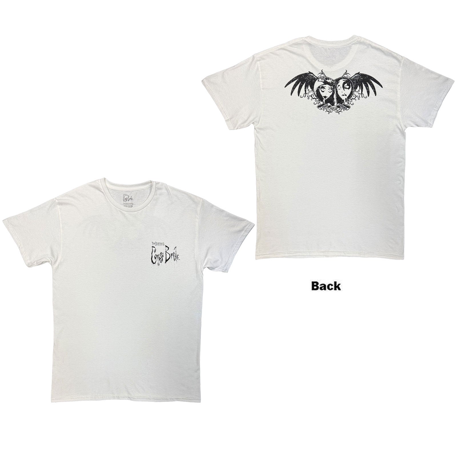 Corpse Bride Unisex T-Shirt: A Tragic Tale Of Romance (White) (Back Print)