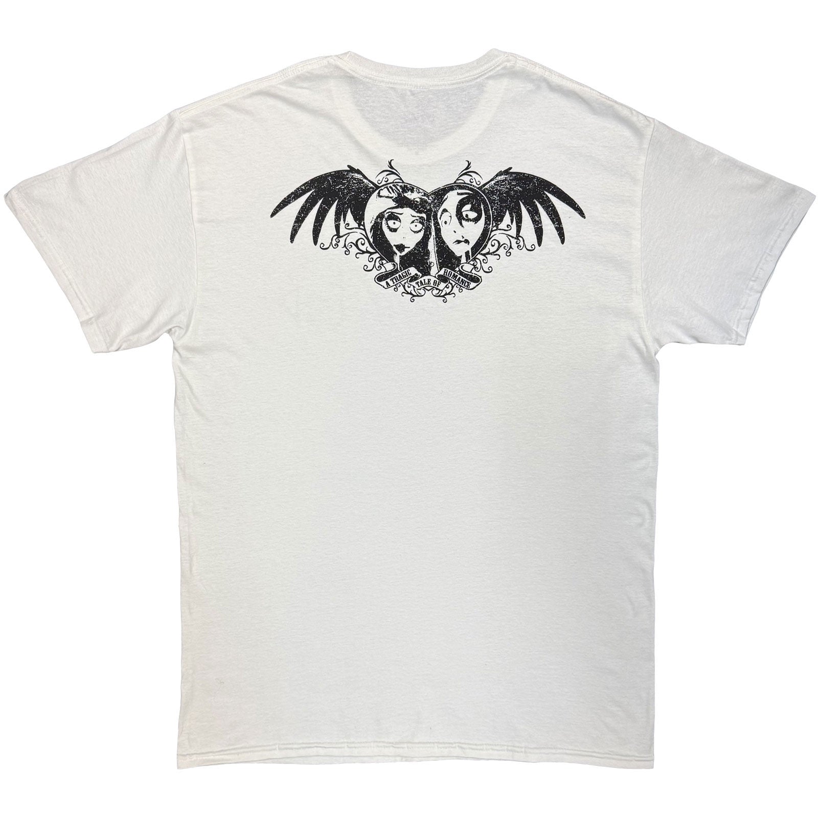 Corpse Bride Unisex T-Shirt: A Tragic Tale Of Romance (White) (Back Print)